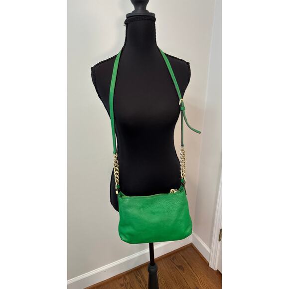 Michael Kors Emerald Bedford Tassel Green Leather Crossbody Bag - Picture 4 of 5